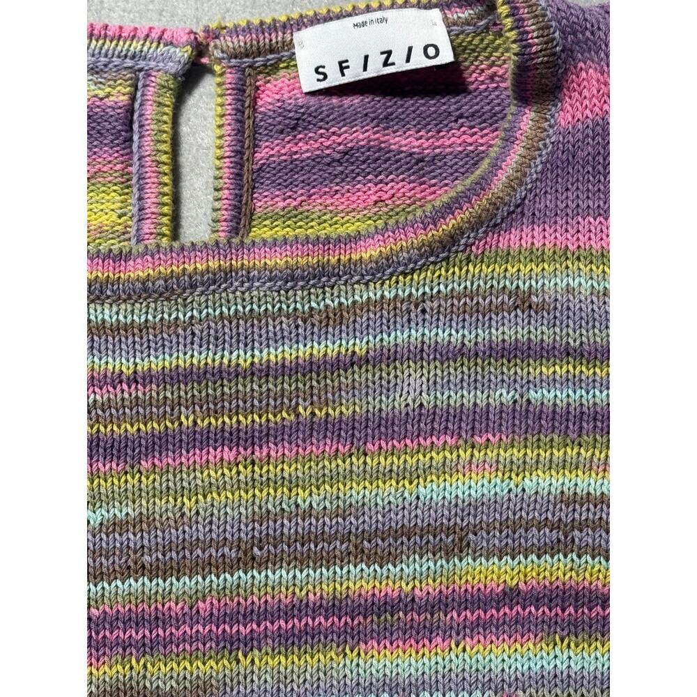 Sfizio Maxi Dress Womens 6 Multicolor Striped Crochet Knit Sleeveless Italy Made - Picture 10 of 16